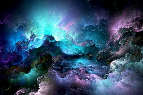 Multicolored clouds lilac-turquoise