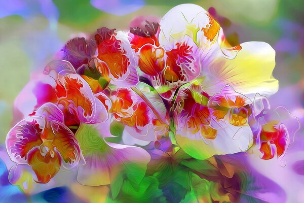 Une orchidée pittoresque est créée dans une palette de couleurs délicates