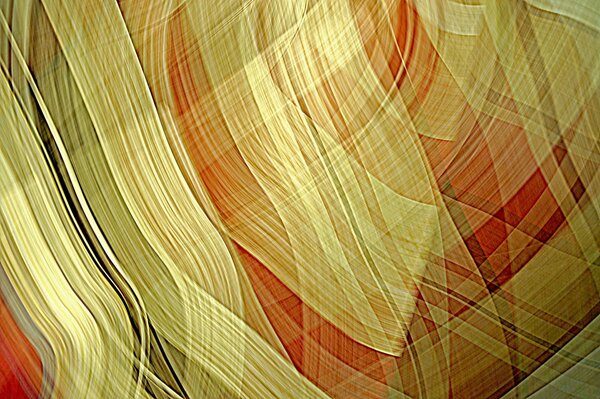 Strokes of lines and light in yellow and red shades in abstraction