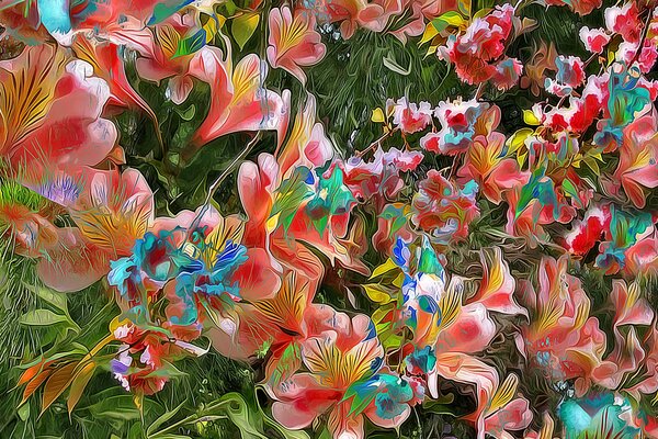 A garden full of flowers, with different petals and views