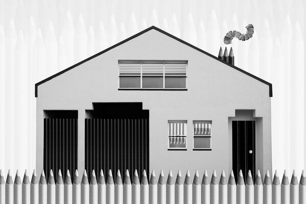 Graues Haus mit Bleistift gezeichnet