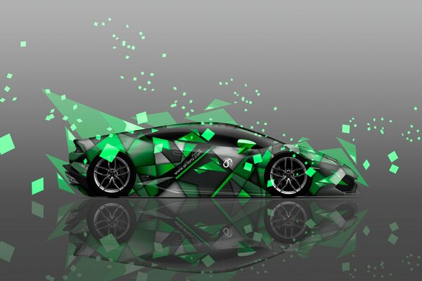 Carta da parati verde Lamborghini vista laterale