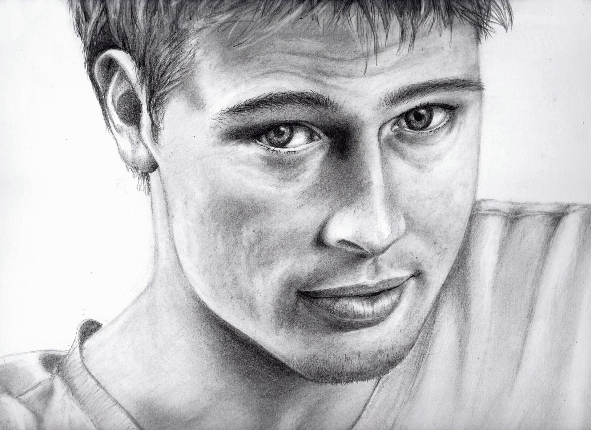 brad pitt portrait dessin crayon