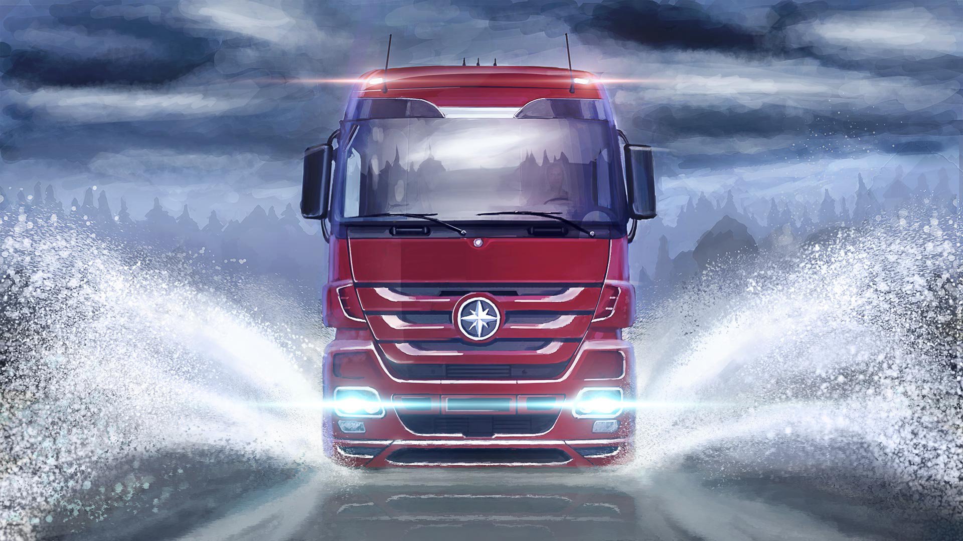 arte auto pittura cargo euro truck trattore van rimorchio camion luce faro anteriore strada natura superare maltempo raggiungere e ritorno