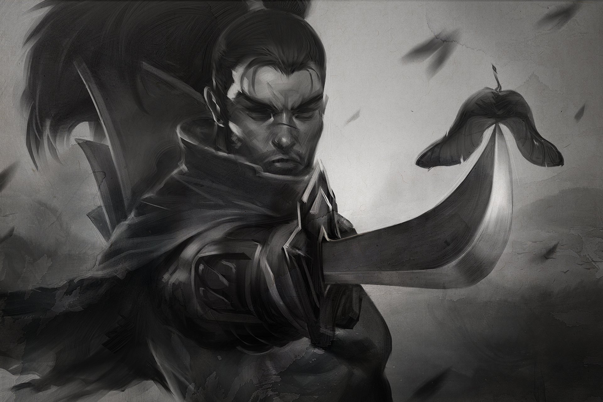 samuraj wojownik miecz rysunek yasuo league of legends lol