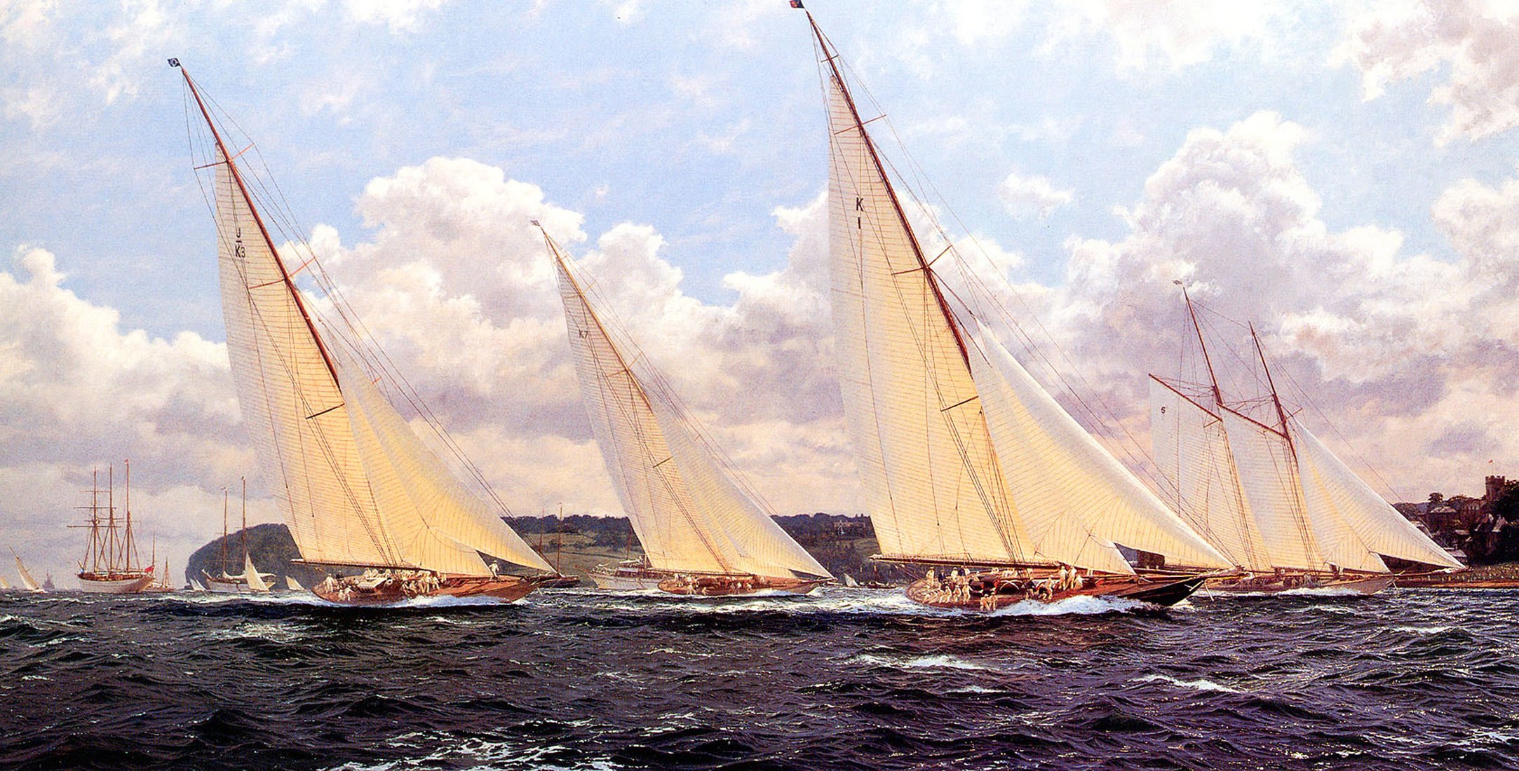 j steven ros pittura yacht barca a vela regata mare onde cielo nuvole