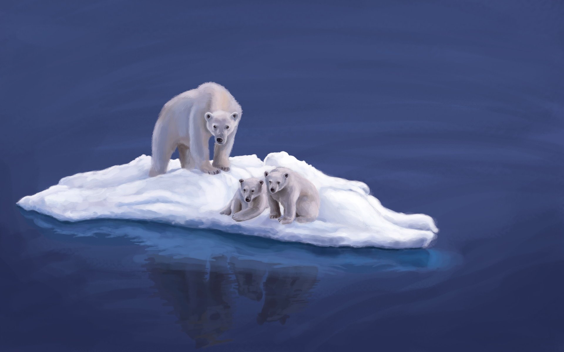 arte animales osos osos polares cachorros de oso témpano de hielo agua océano