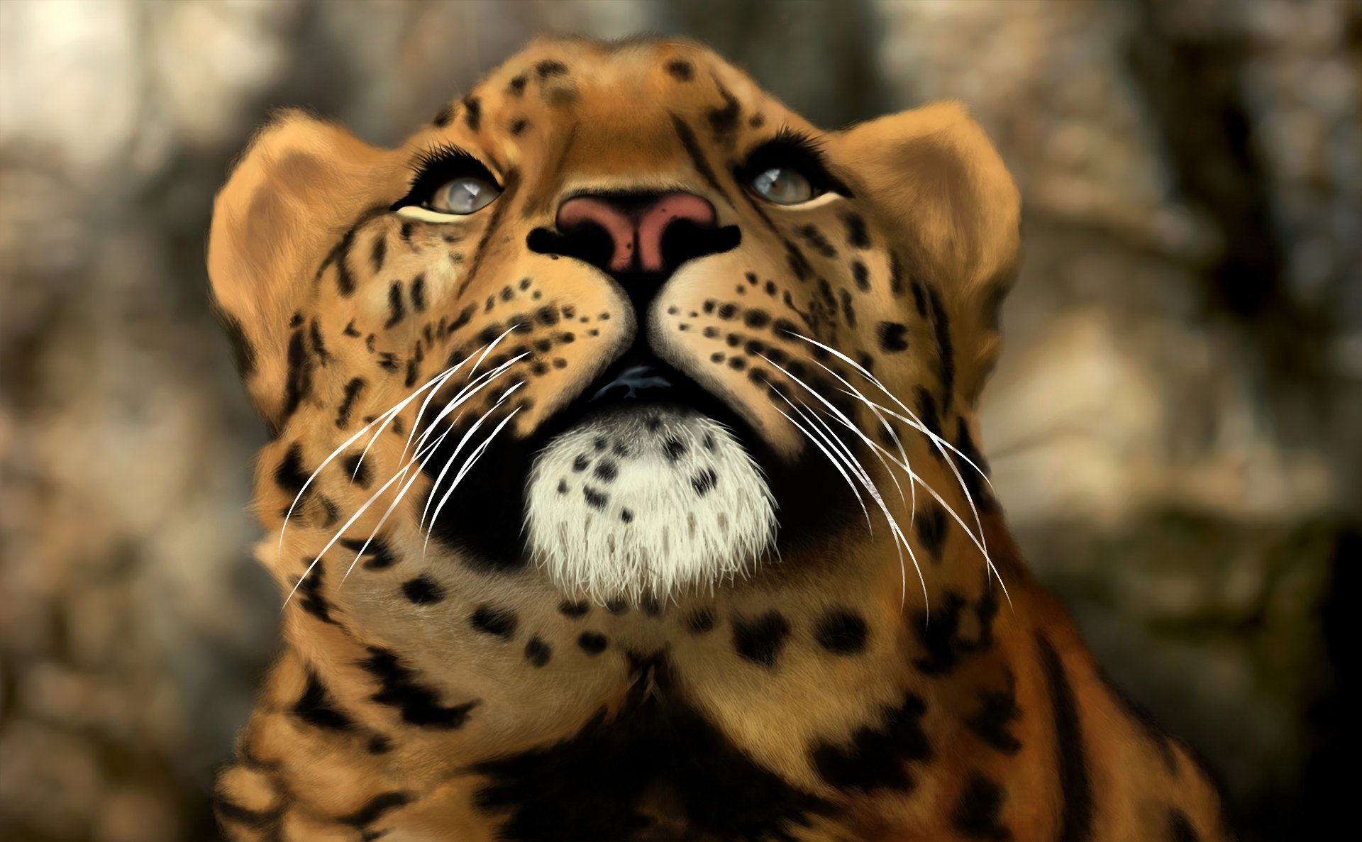 arte gato salvaje leopardo depredador cabeza hocico