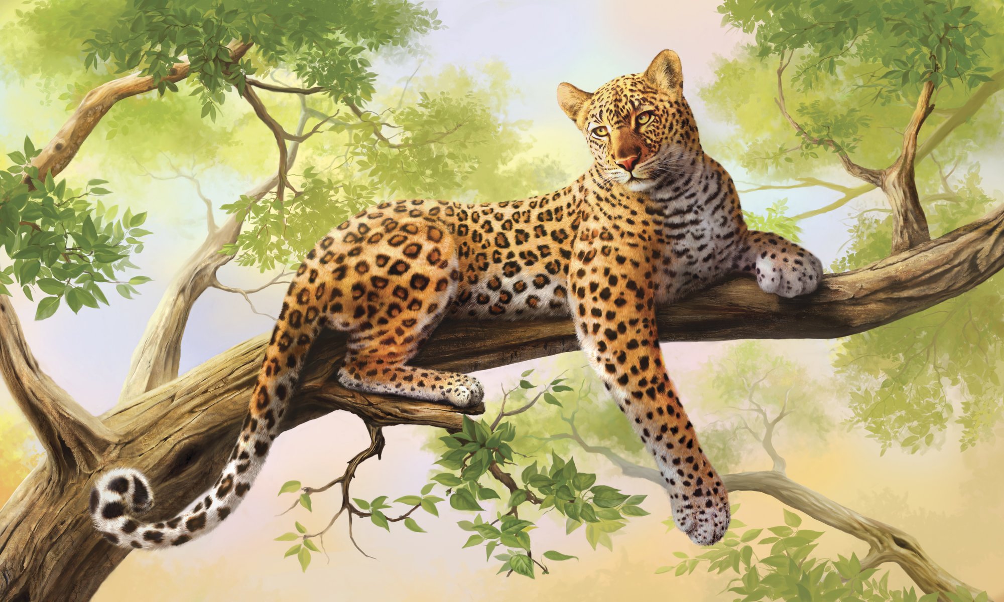 arte olggah pintura leopardo madera