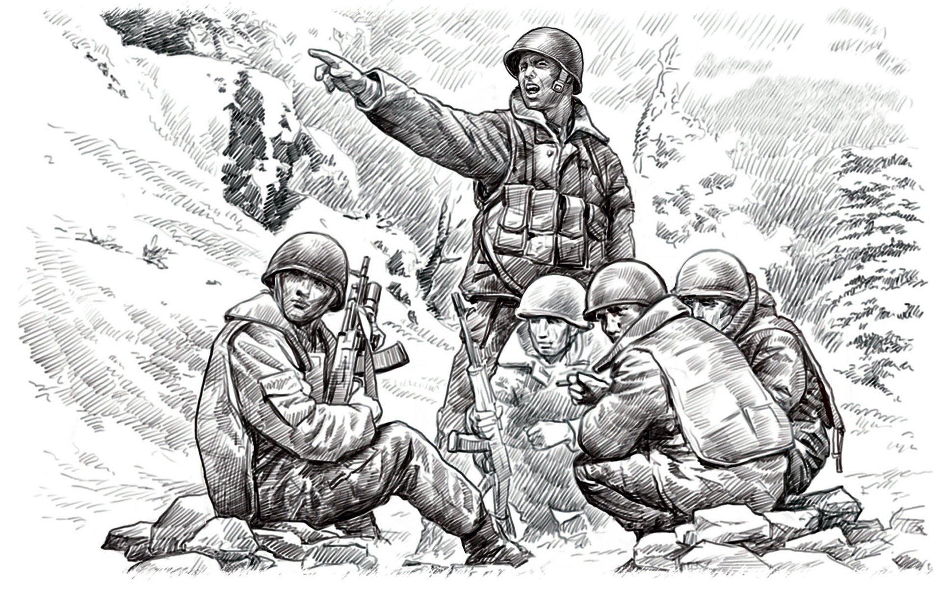 art soldats peinture crayon parachutistes falaise hauteur art. sergent vyacheslav alexandrov remarqué grimper sur sommet crête esprits averti camarades tout préparé pour la bataille afghanistan guerre d afghanistan 1979-1989g. troupes aéroportées urss