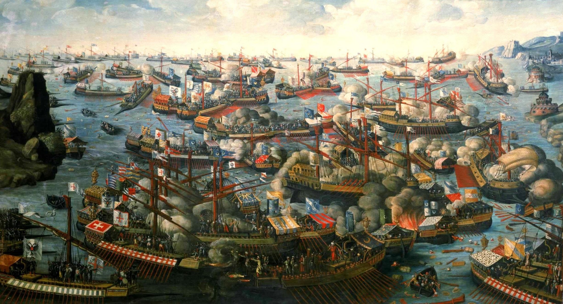 schlacht von lepanto 7. oktober 1571 kap von scrofa golf von patras seeschlacht zwischen den flotten der heiligen liga und des osmanischen reiches gemälde öl auf leinwand