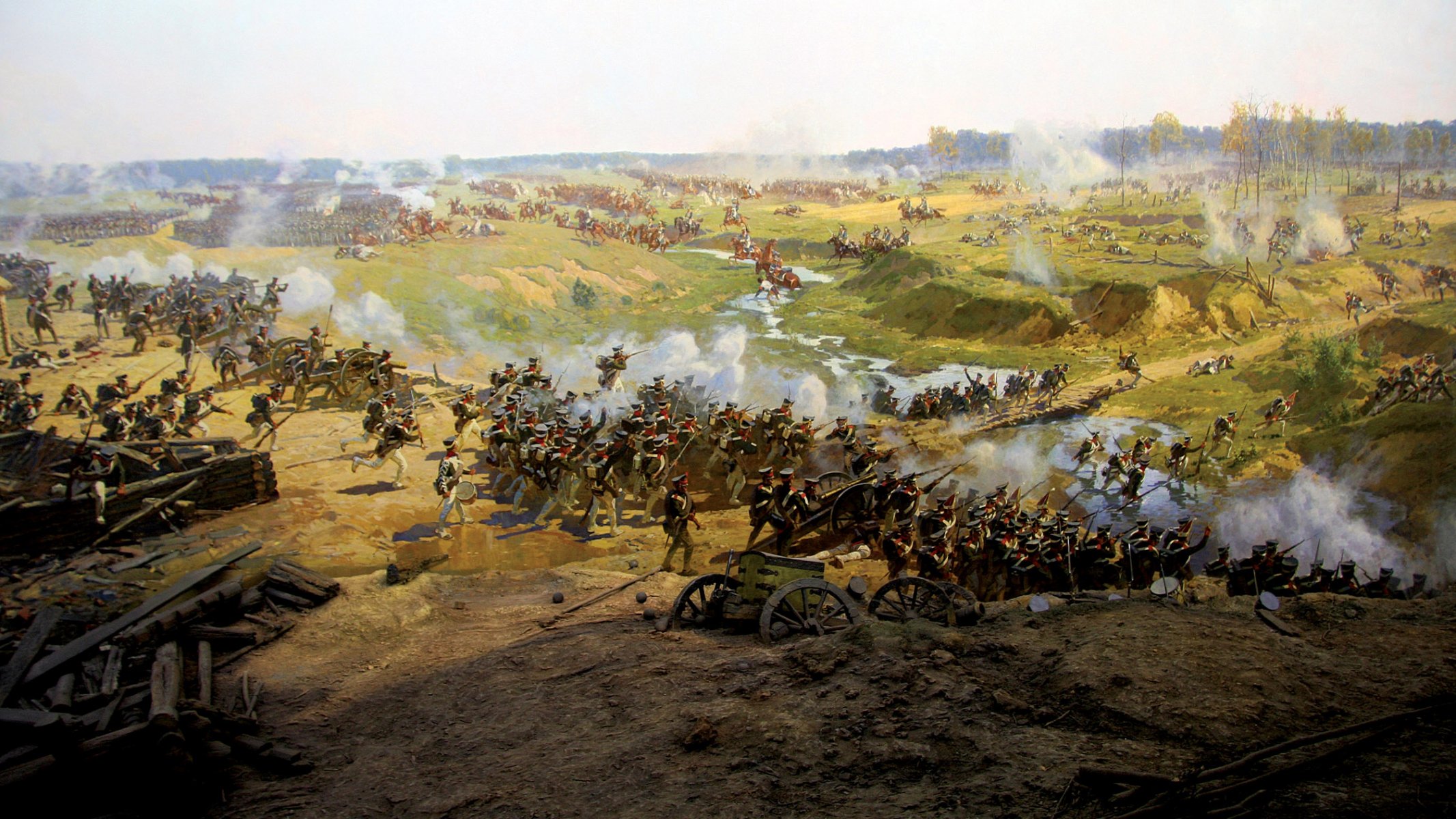 arte pittura battaglia di borodino frammento tele panorami russo guardie reggimento riflettere attacco francese cavalleria battaglia vicino semenovsky ruscello battaglia di borodino la più grande guerra patriottica 1812g. artista panoramista battalista franz ale