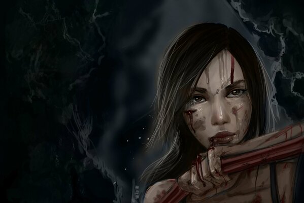 Lara Croft s bloody Face