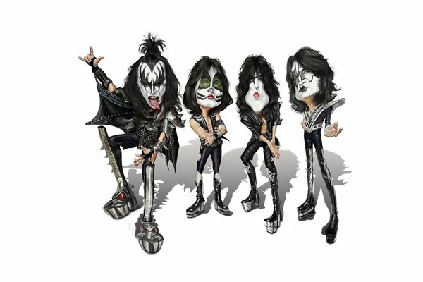 Caricature of the kiss group