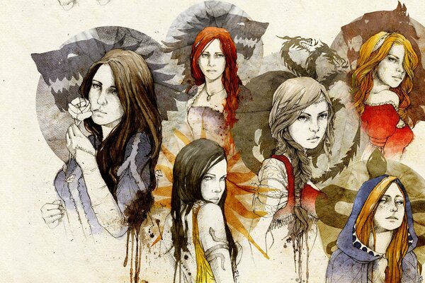 Dessin de personnages de filles de Game of Thrones 