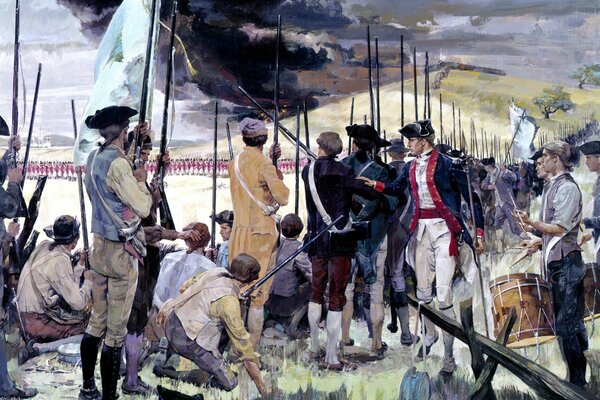 Pintura al óleo batalla de bunker Hill