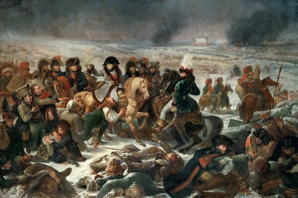 Napoleon na koniu w bitwie pod Eylau