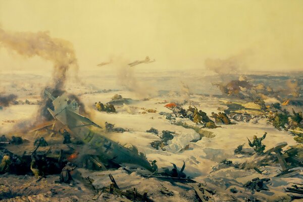 A fragment of the image of the hero city of the Battle of Stalingrad