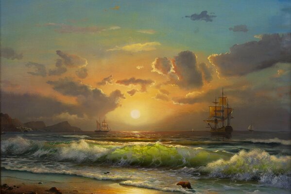 A painting depicting marine nature