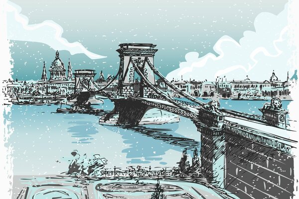 Pittura del ponte di Londra in inverno