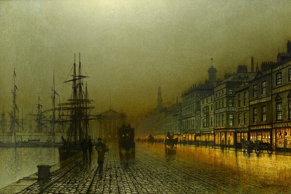 Image de la ville de nuit sur le quai