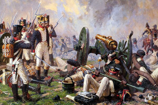 Gemälde von Alexander Averjanow der Mut russischer Soldaten gegen Napoleon