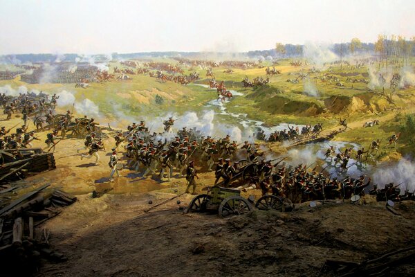 Pintura de la batalla de Borodino, batalla, pintura, regimiento ruso