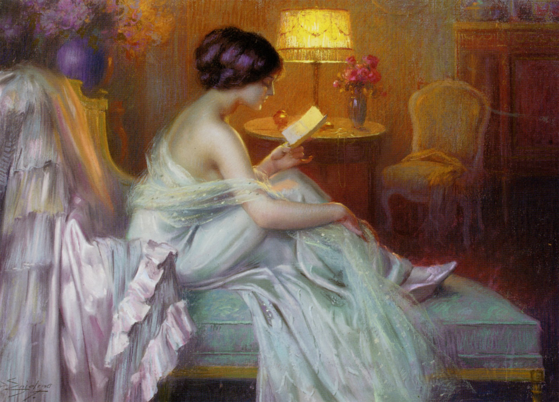 fille soirée lampe lecture delphin enjolras lampe lumière