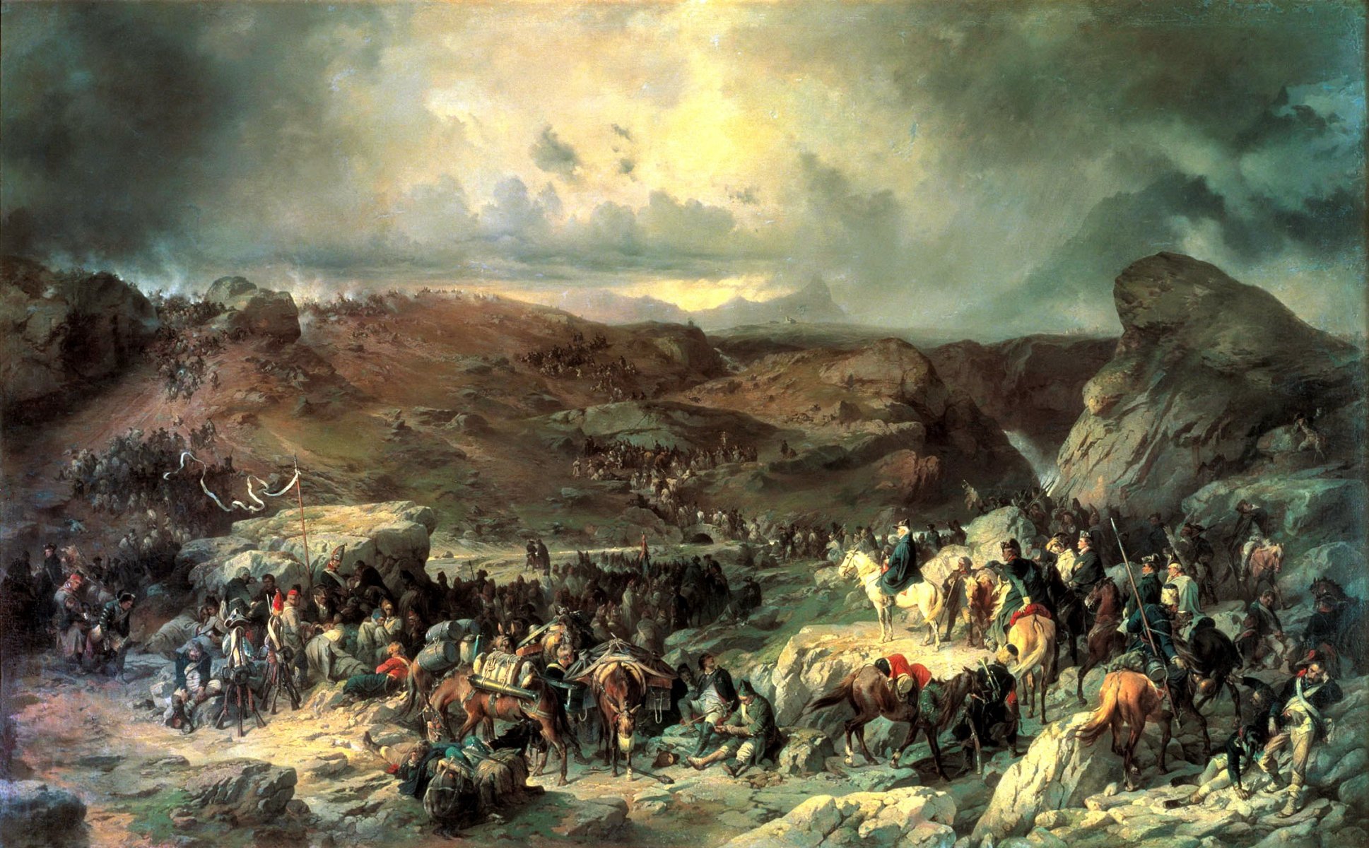 pattern canvas oil moving troops suvorov through the st. gotthard 13 september 1799 art a.kotsebu