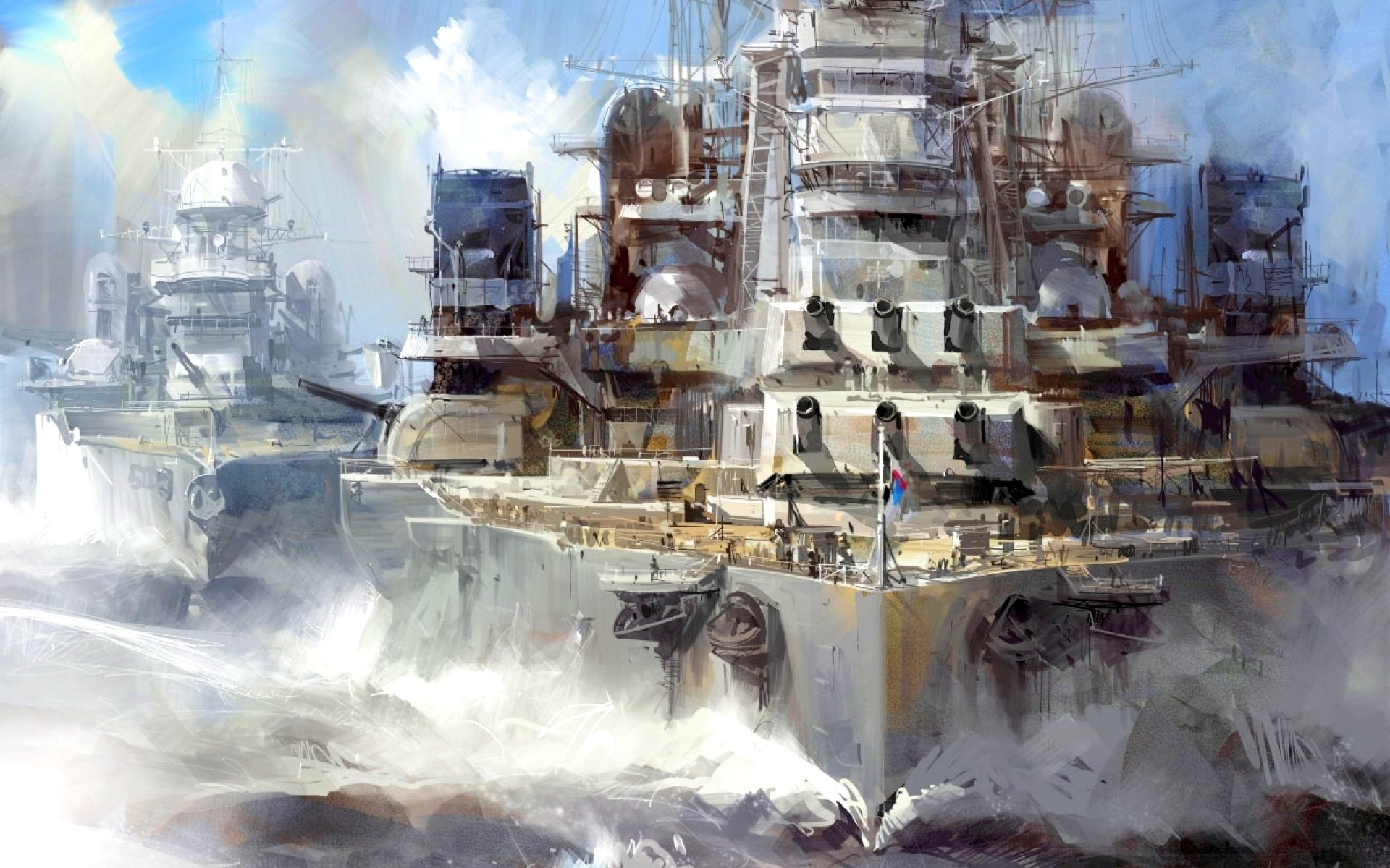 pattern canvas oil battleships in service ww2