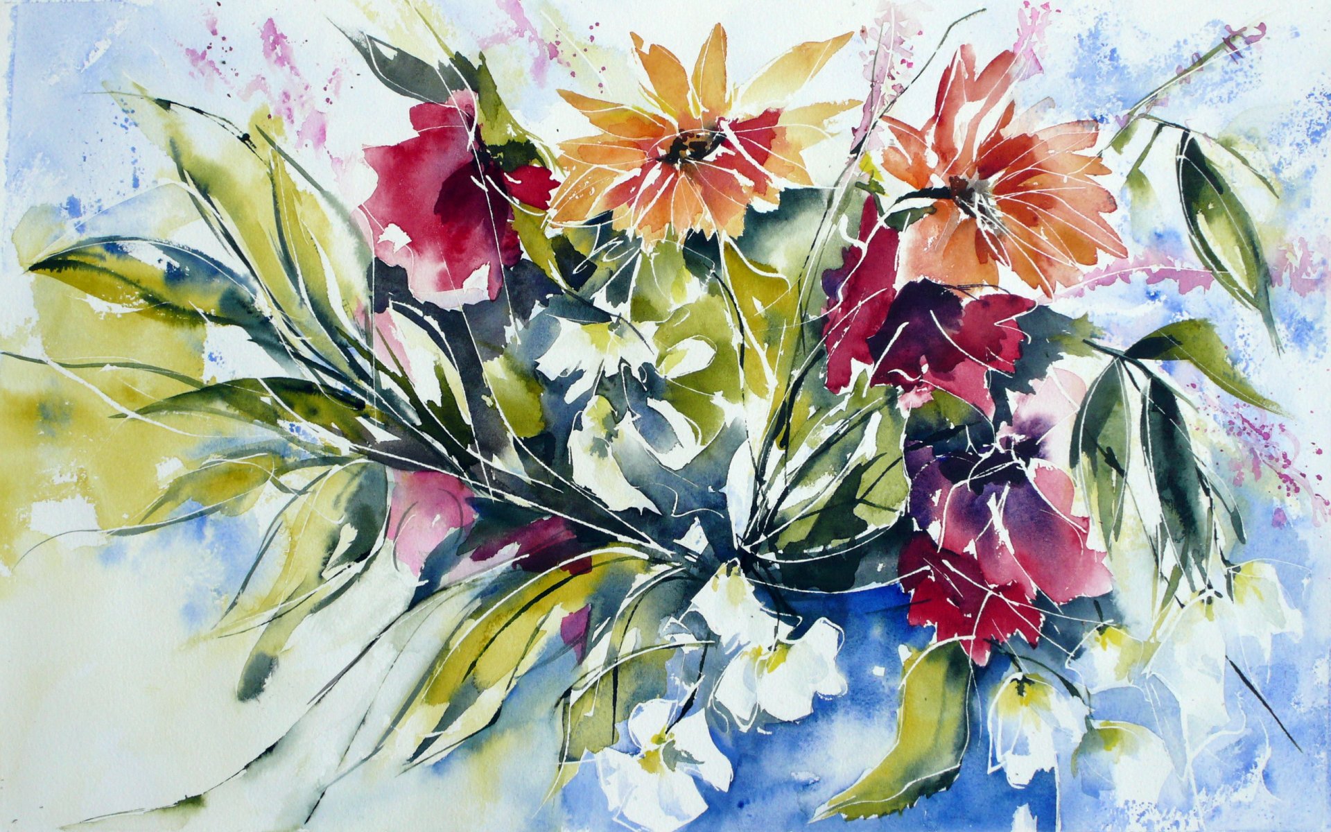 fleurs aquarelle peinture