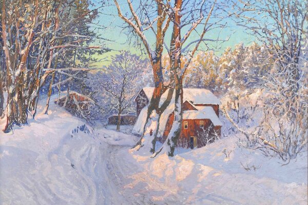 Картина Шульцберга зимний домик