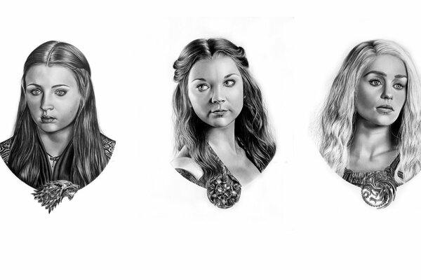 Pencil sketches of Game of Thrones characters