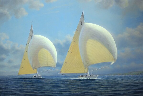 Sea sailboats and wind