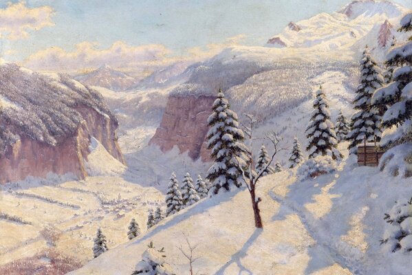 Paesaggio invernale di Boris Bessonov in montagna