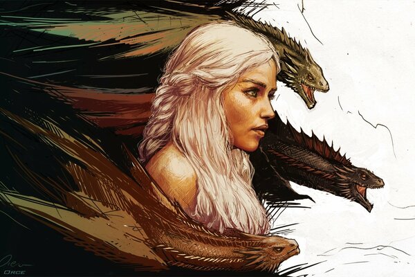 Dessin de la mère des dragons de Game of Thrones