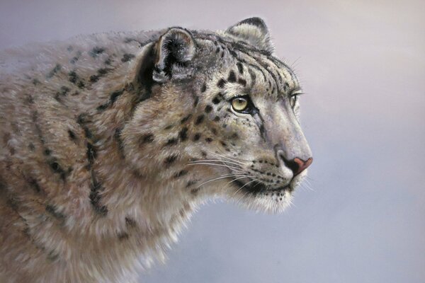 Leopardo bianco come la neve con lana di seta