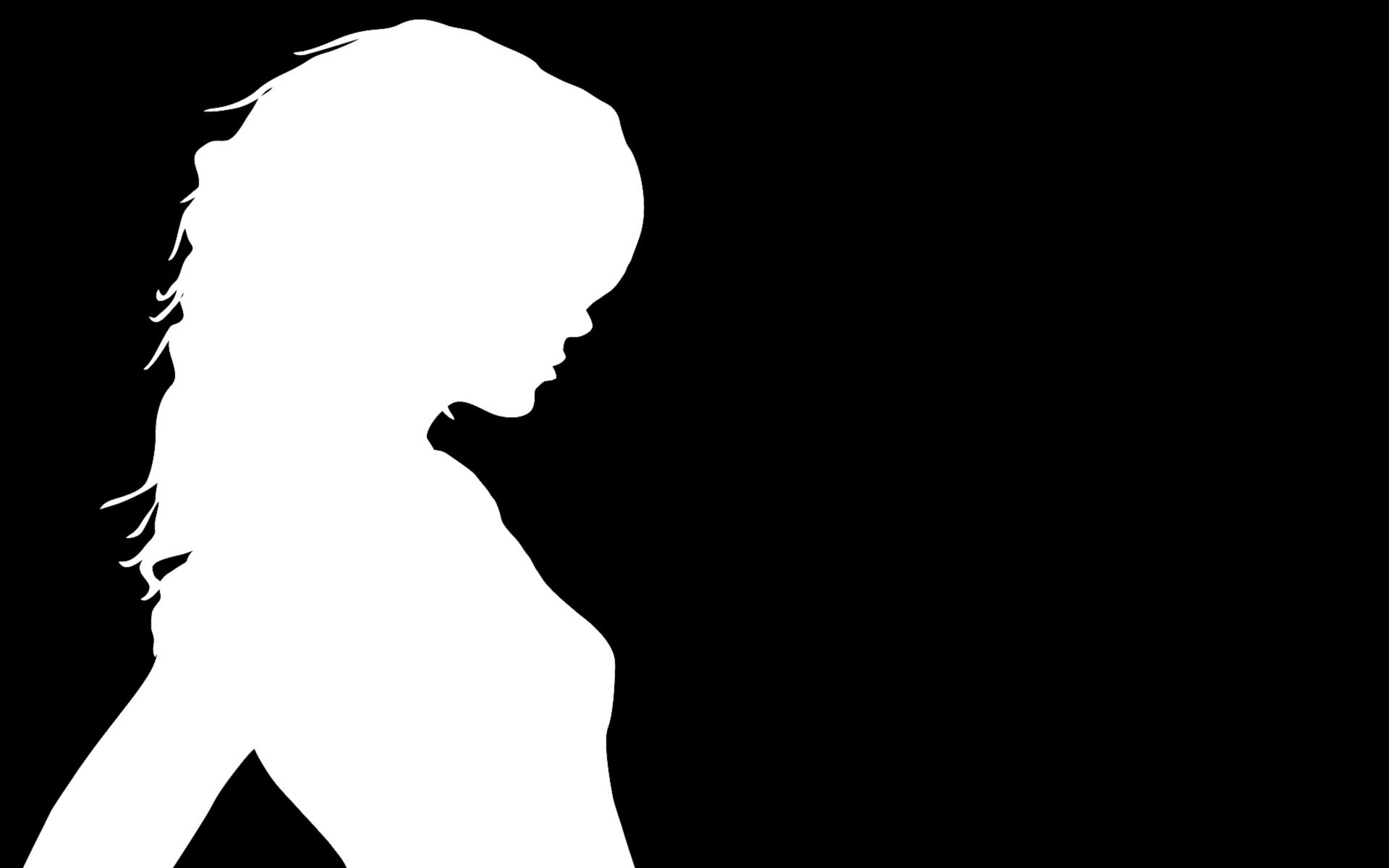 silhouette ragazza sfondo nero minimalismo