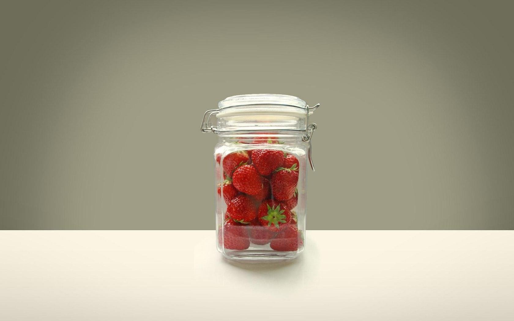 minimalism table glass of the bank berries fruits vitamins strawberry wallpaper