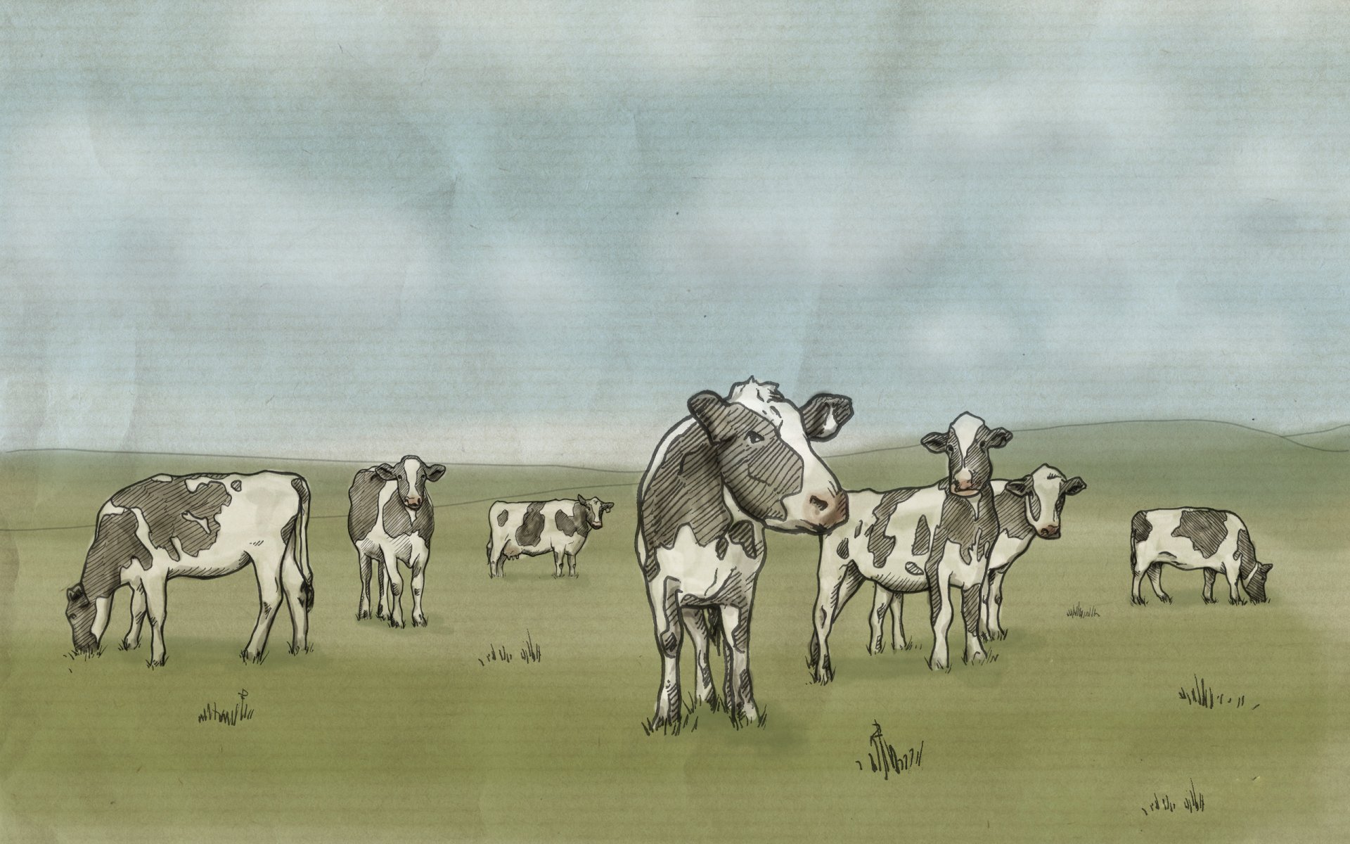 vaches prairie dessin boire les enfants lait être en bonne santé et boeuf