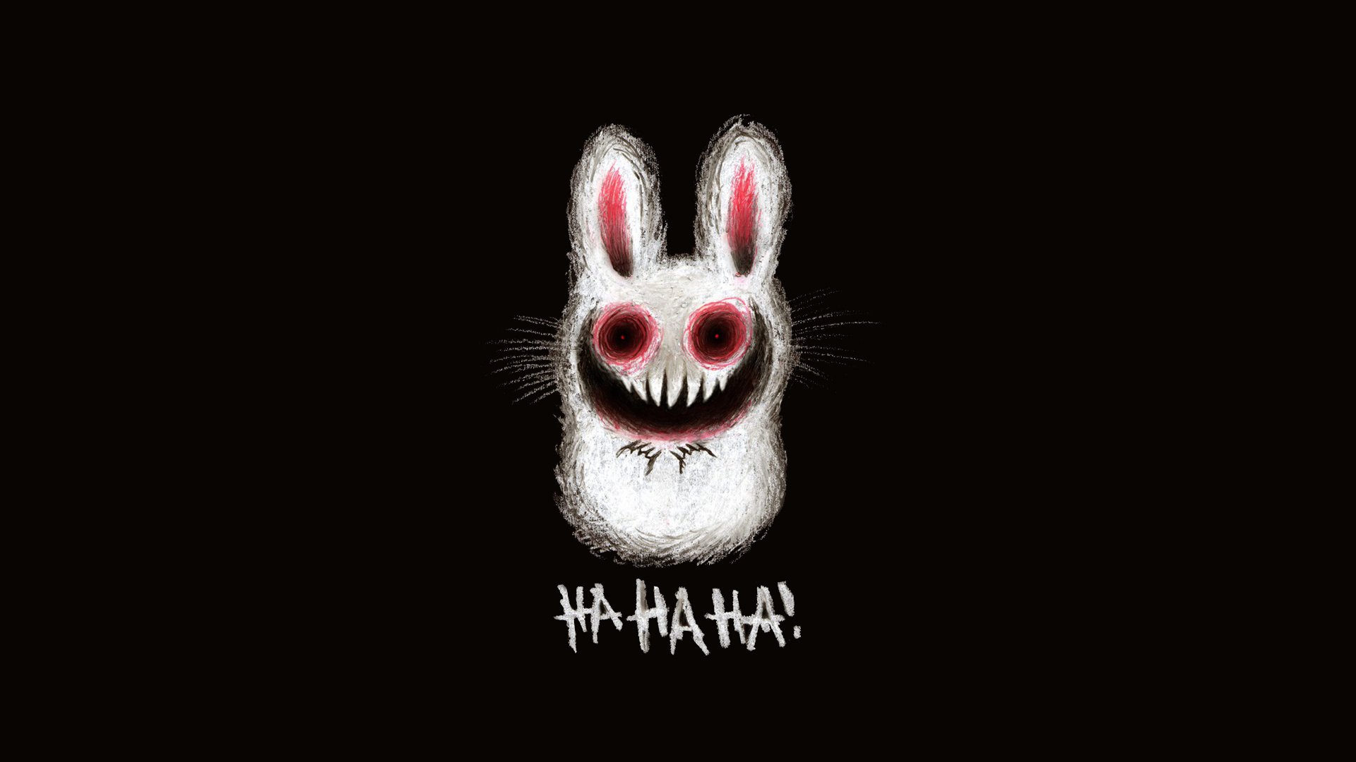 hare picture ominous bunny teeth laughter