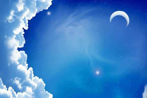 Cielo notturno con nuvole e Luna