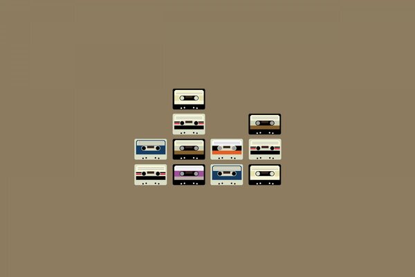 Retro cassettes on a minimalistic background