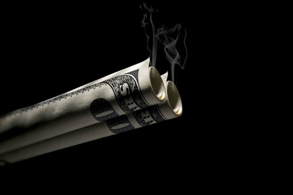 Dollar, barrel of money, smoke from bills