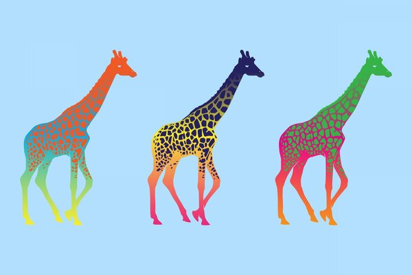 Pop art, girafes de toutes les couleurs de l arc-en-ciel