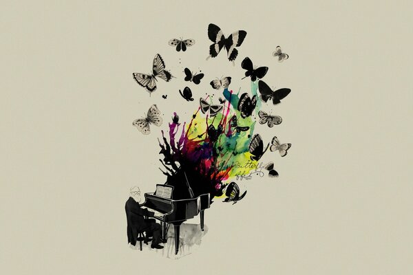 Fortepian pełen muzyki i motyli