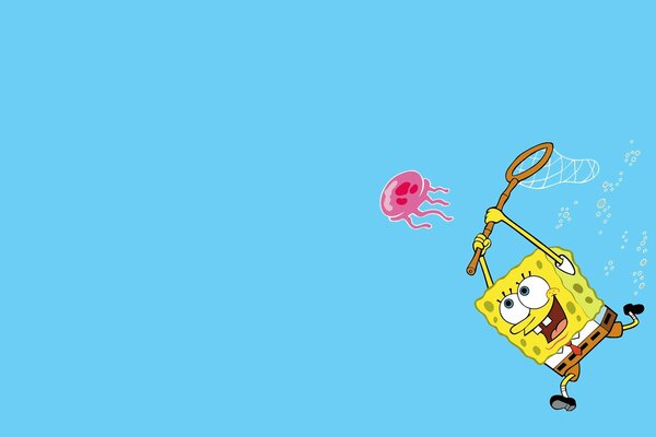 Spongebob catches a jellyfish