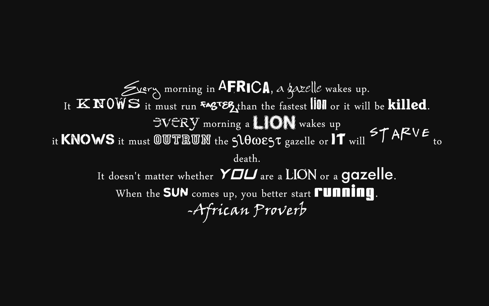 parábola africana leyes condiciones de supervivencia letras palabras león gacela frases minimalismo