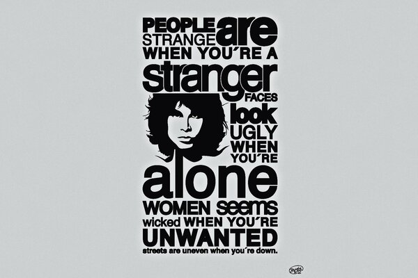 Portrait de Jim Morrison avec texte en forme de porte
