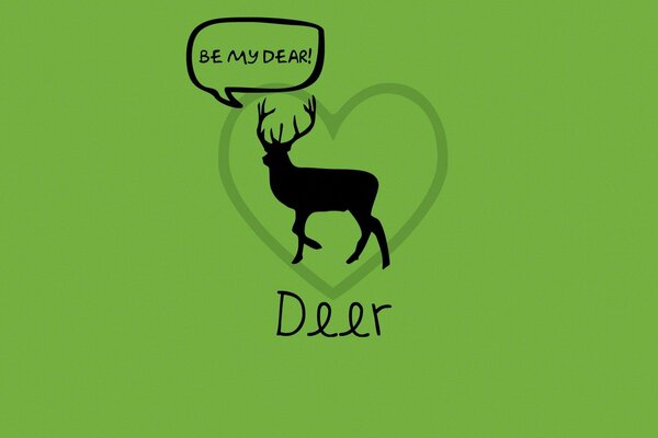 A play on the words deer and love on a green background